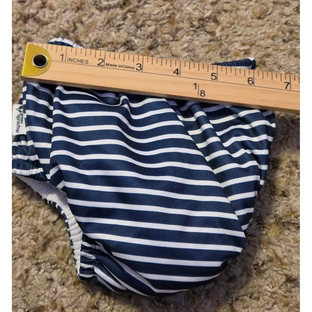 Green Sprouts Navy White Striped Reusable Swim Diaper Baby Size 24 Months